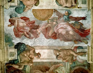 Soffitto della Cappella Sistina: Creazione del Sole e della Luna